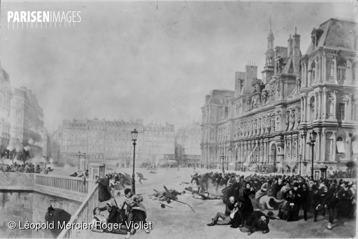 Commune de Paris, 1871. Combats sur la place de l'Hôtel de Ville.