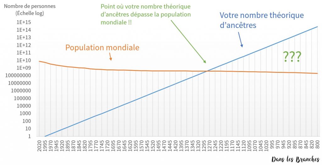 Graphique Ancêtres Population mondiale