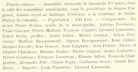 SOULAS Pierre - Extrait Cahier de doléances 1789